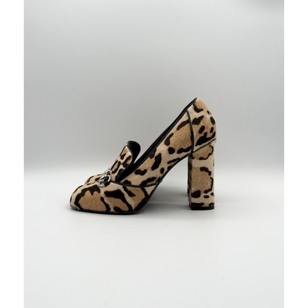 Gucci Pony Hair Cheetah Print Block Heels w/ Silver Horse-bit Accent Sz EU 36 - Picture 2 of 10